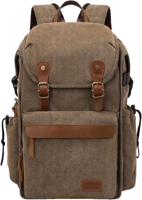Photo 1 of Camera, Drone, Laptop, Waterbottle Backpack, Camera Backpacks for Photographers Hiking, Camera Bag with Rain Cover (Coffee,28 * 17 * 45cm)