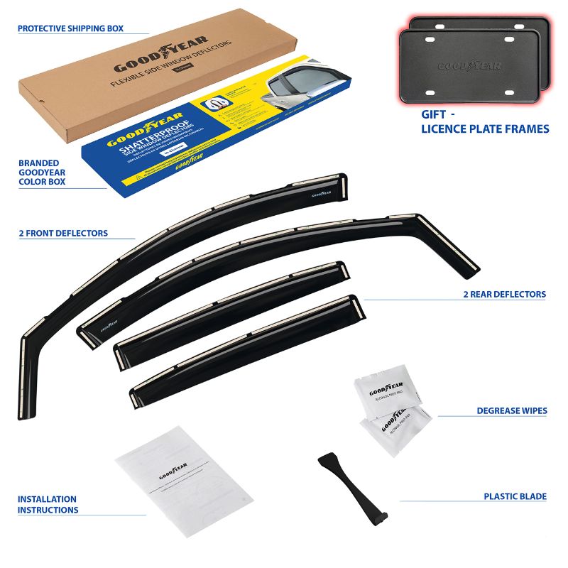 Photo 1 of Goodyear Shatterproof in-Channel Window Deflectors for Chevrolet (Chevy) Equinox 2018-2024, Rain Guards, Window Visors for Cars, Vent Deflector, Car Accessories, 4 pcs - GY003489