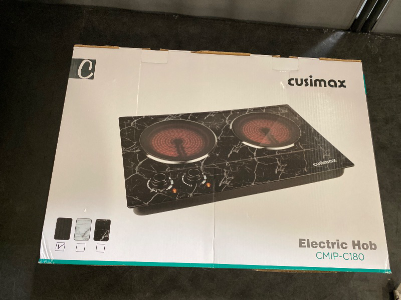 Photo 1 of CUSIMAX Hot Plate, 1800W Electric Burner Double Hot Plate for Cooking Countertop Burner with Adjustable Temperature Control, Portable Electric Cast Iron Hot Plates Cooktop, Easy to Clean, Black