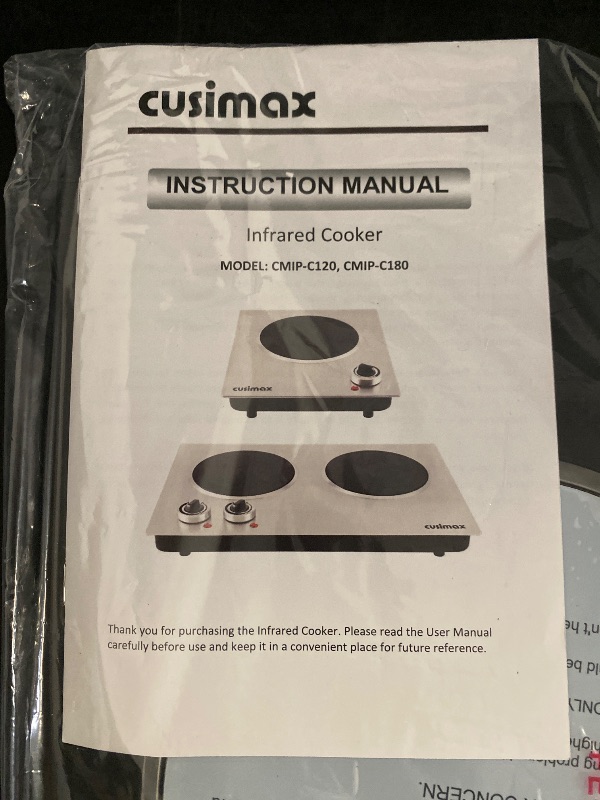 Photo 1 of CUSIMAX Hot Plate, 1800W Electric Burner Double Hot Plate for Cooking Countertop Burner with Adjustable Temperature Control, Portable Electric Cast Iron Hot Plates Cooktop, Easy to Clean, Black
