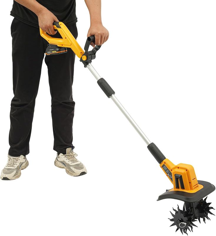Photo 1 of Cordless Tiller Cultivator, Electric Garden Tiller w/270 RPM, 8.7" Tilling Width, 6.3" Depth, Portable Rotary Tillers, for Plowing, Weeding, Turning Over The Soil