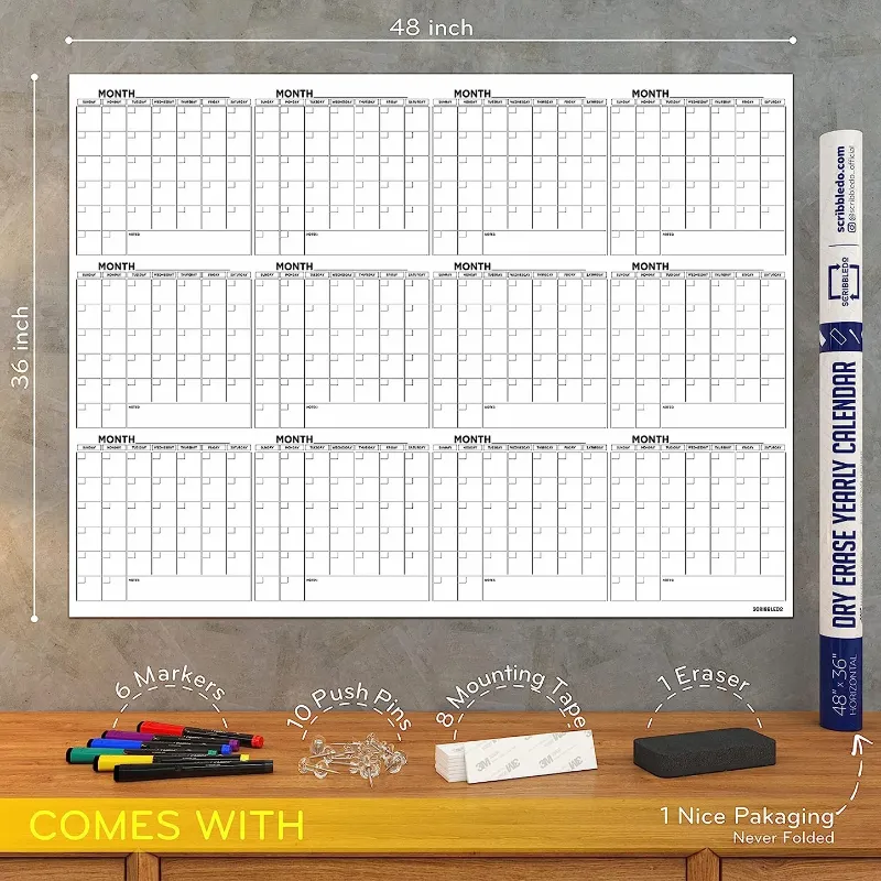 Photo 1 of Extra Large Dry Erase Calendar Poster 100"x36"