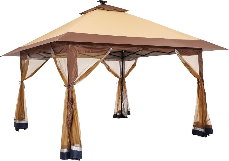 Photo 1 of (Canopy cover ONLY)  Suntime 12 x 12 Instant Pop Up Solar Light Screen Canopy Tent Cover, Brown