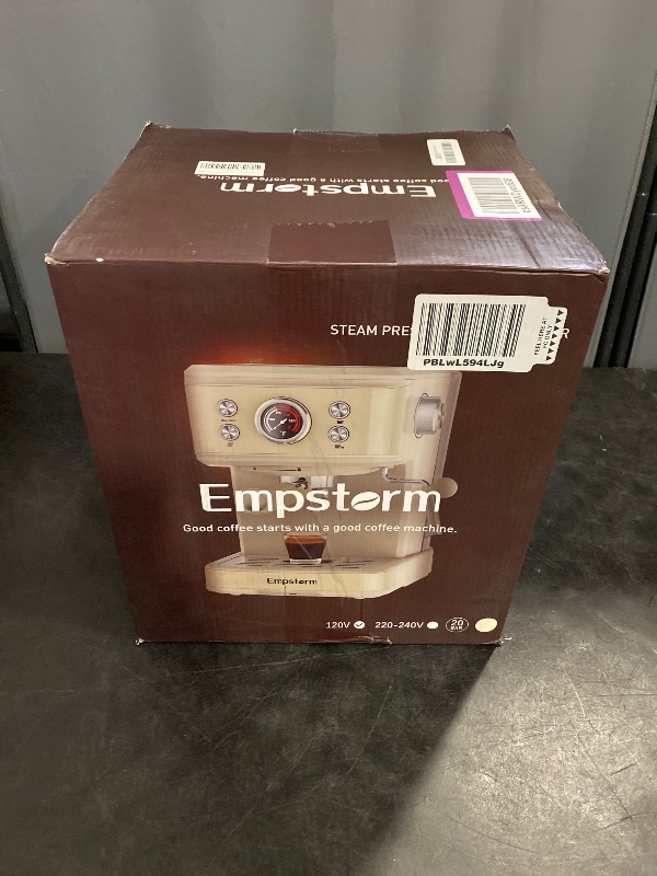 Photo 1 of Empstorm Espresso Machine, 20 Bar Espresso Maker with Milk Frother Steam Wand, Compact Expresso Coffee Machine for Cappuccino Latte, White