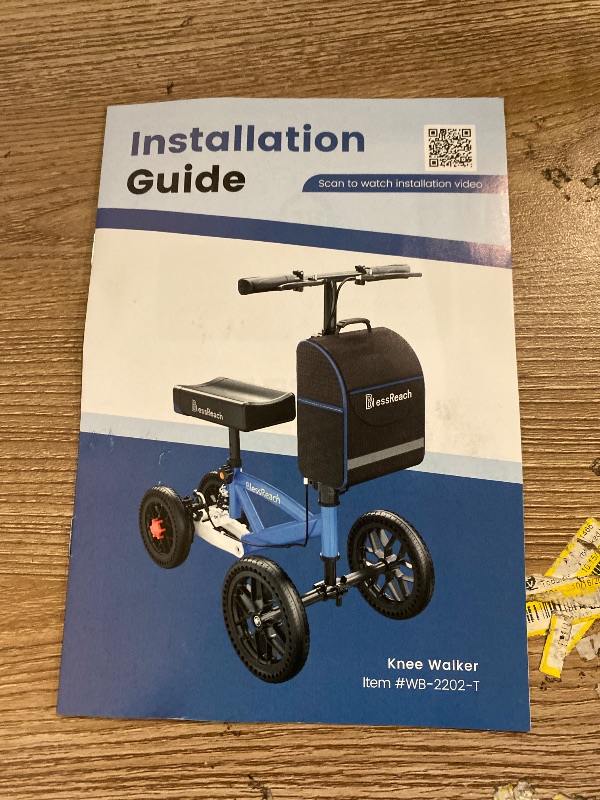 Photo 1 of BlessReach All Terrain Steerable Knee Scooter Crutch Alternative?Deluxe Medical Scooter Double Handbrake,for Adults Injured Ankle & Foot Recovery Scooter in Blue