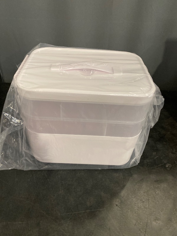 Photo 1 of 3-Layer Plastic Craft Organizers and Storage Box with Removable Trays, Storage Containers with lids and Handle, Art Supply Storage Organizer for Bead, Ornament, Nail Polish, Tape
