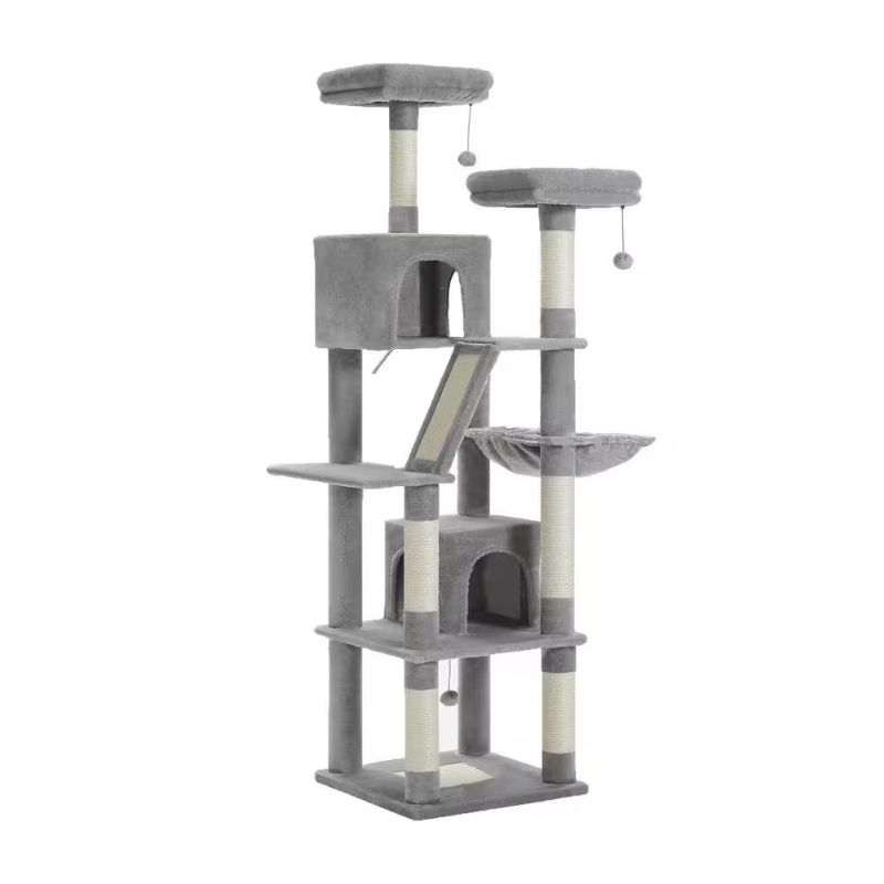 Photo 1 of Hey Brother Cat Tree for Indoor Cats Multi-Level Cat Tower Cat Scratching Post in Grey Medium to Large Cat