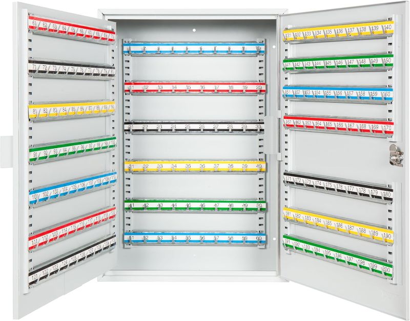 Photo 1 of Durabox 200 Position Steel Key Cabinet - Organize and Secure Key Storage Lock Box with Numbered Hooks and Tags for Valets, Hotel, Office, Car Dealerships and More (K200) (Light Grey)