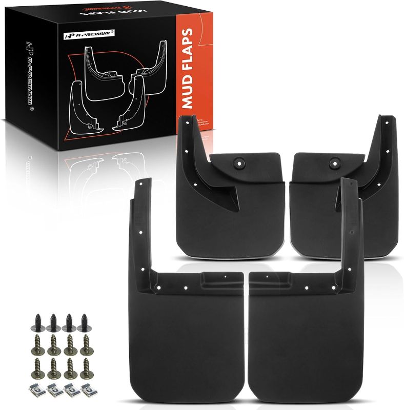 Photo 1 of A-Premium Mud Flaps Compatible with Jeep Wrangler 2019-2025, No Drilling Required Mud Guards with Hardware Accessories, Set of 4 Front and Rear