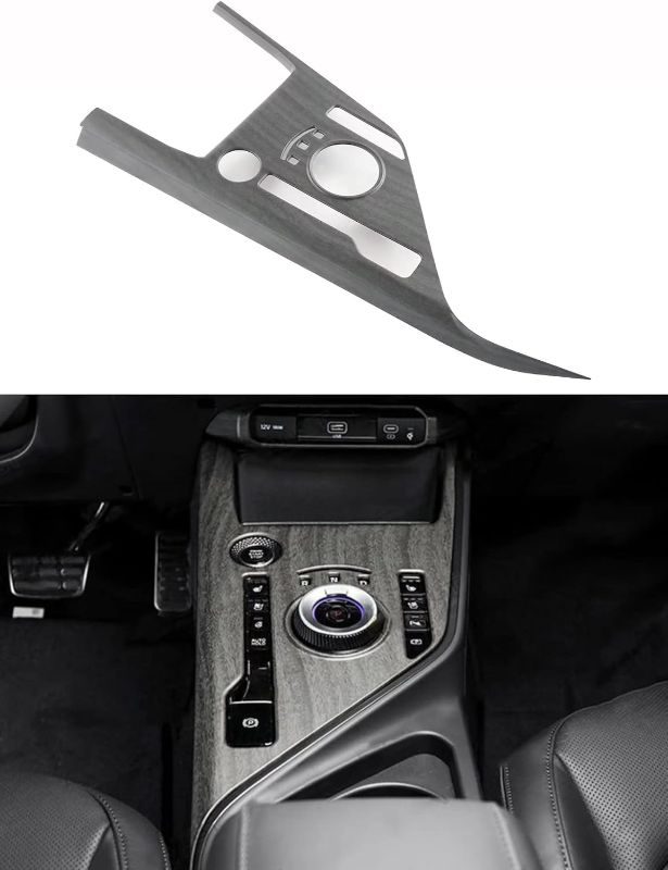 Photo 1 of Kadore for 2023-2026 Kia NIRO EV Electronic Gear Shift Panel Cover Trim - Center Console Shifter Accessory Wood Grain Style (Left Hand Drive)