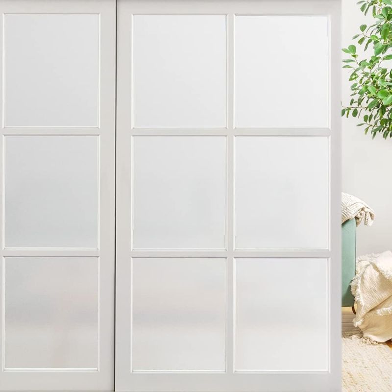 Photo 1 of 35.4" 78.7" Window Privacy Film, Stained Glass Window Film Static Cling, Bamboo Decorative Frosting Opaque Coverings, Day and Night Privacy Removable Sun Heat Blocking for Home Office,