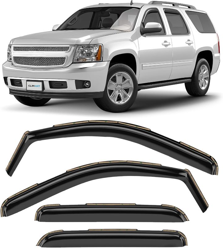 Photo 1 of CLIM ART in-Channel Incredibly Durable Rain Guards for Chevrolet (Chevy) Suburban 1500 2007-2014/Suburban 2500 2007-2013, Original Window Deflectors, Vent Window Visors, Vent Deflector, 4 pcs.- 607180