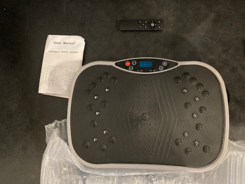 Photo 1 of Laxodor Vibration Plate Exercise Machine with Adjustable Speed, Portable Exercise Platform for Circulation and Muscle Toning, Gray with (Black Remote)