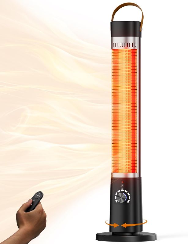 Photo 1 of 32.2" Patio Heater for Outdoor Use, Infrared Electric Outdoor Heater, 1500W Instant Heating, 60-Degree Oscillation, 9 Heat Levels, 9H Timer, Remote, Backyard, Indoor, Jet....(No remote)