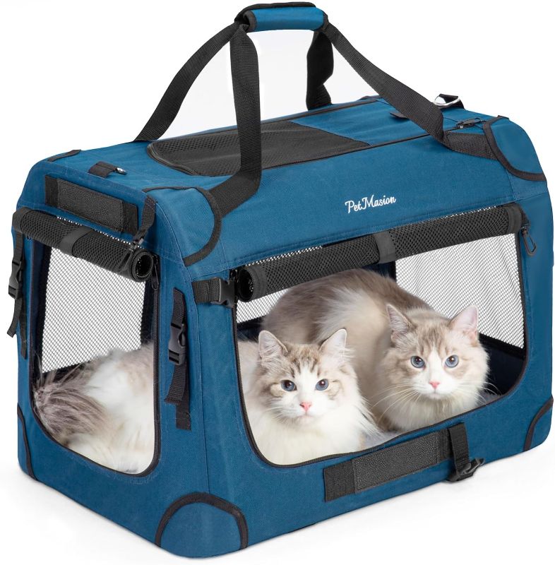 Photo 1 of Extra Large Cat Carrier for 2 Cats, Collapsible Soft Sided Pet XL Crate for Large Mudium Big Cat 20lbs+, Car Travel Portable Bag for Long Trips Ride 24"x16.5"x16.5"