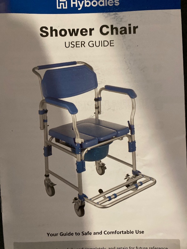 Photo 1 of Commode Chair for Toilet with Arms and Wheels, Mobile Shower Chair, Toilet Commode Wheelchair with Brakes and Detachable Bucket, for Handicap, Elderly, Injured or Disabled, 330lbs Weight Capacity