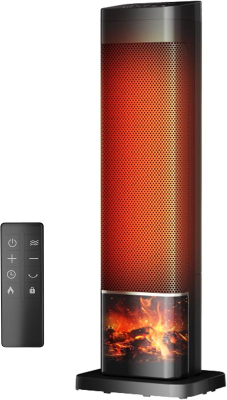 Photo 1 of 25.2" Space Heater, 1500W Electric Heaters for Indoor Use,  PTC Ceramic Heater with Remote, 24H Timer, Oscillation, Tip-Over and Overheat Protection, Fast Safety Heat for Home Office(no remote)