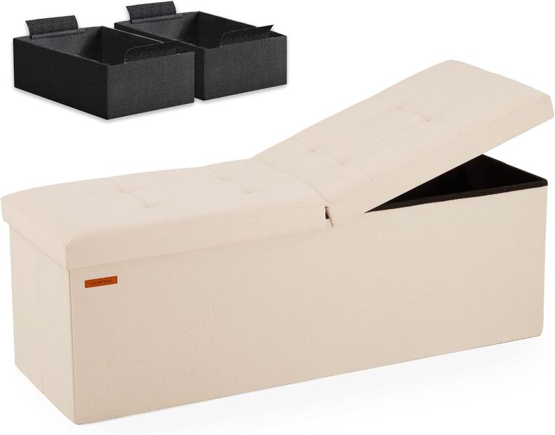 Photo 1 of 43.3" HAUSFRAU Storage Ottoman Bench Flipping Lid (Only) -Ivory