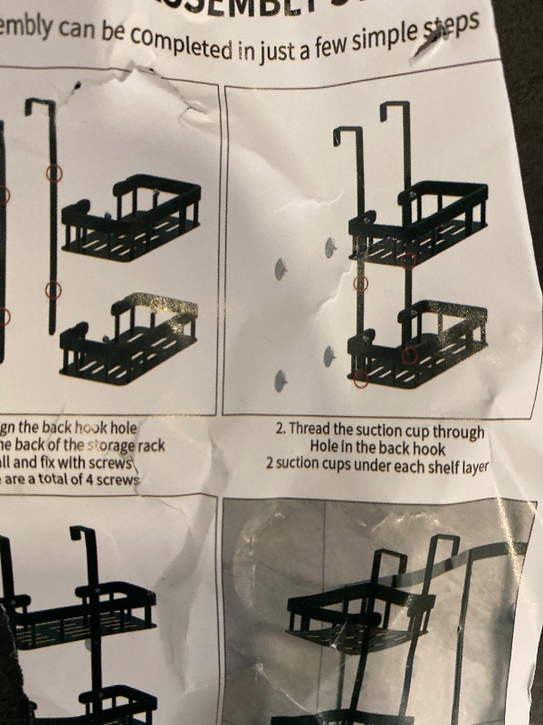 Photo 1 of 2 tier Shower Caddy Hanging, Showers Organizer Rack for Chair Bench for Elderly Seniors Disabled Shower Chair- Black
