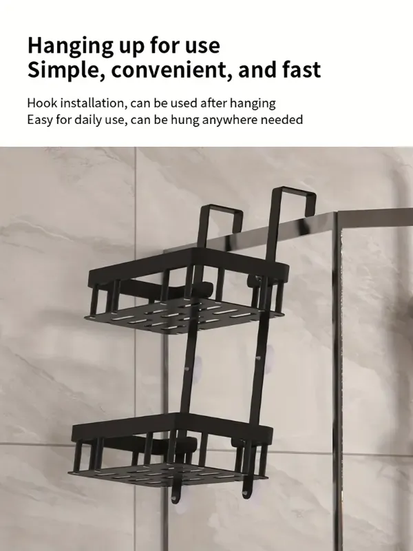 Photo 1 of 2 tier Shower Caddy Hanging, Showers Organizer Rack for Chair Bench for Elderly Seniors Disabled Shower Chair- Black