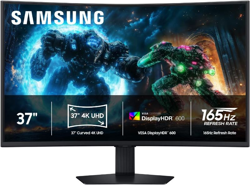 Photo 1 of Samsung 37” Odyssey G7 (G75F) 4K UHD Resolution, 165Hz, Curved Gaming Monitor, 1ms Response Time (GtG), VESA DisplayHDR™ 600, AMD FreeSync™ Premium Pro, LS37FG75DENXZA, 2025