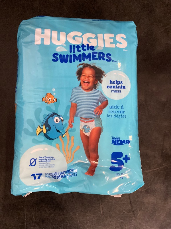 Photo 1 of Huggies Little Swimmers Disposable Swim Diapers, Size 5+ (32+ lbs), 17 Ct, 6 pack