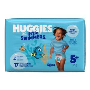 Photo 1 of Huggies Little Swimmers Disposable Swim Diapers, Size 5+ (32+ lbs), 17 Ct, 6 pack