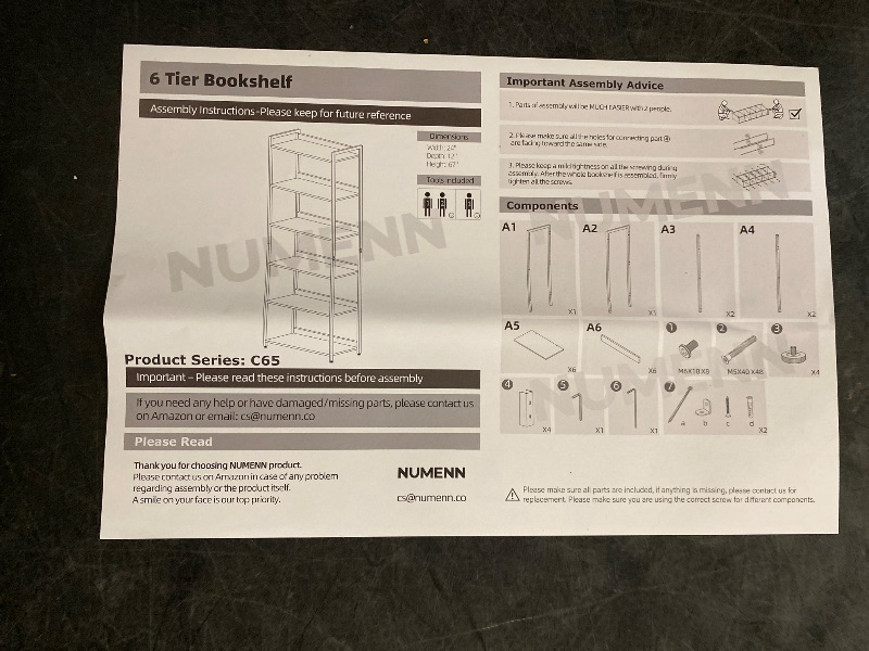 Photo 1 of 24 x 12 x 67" 6-Tier Bookshelf, Bookcase with Steel Frame, Book Shelf for Living Room