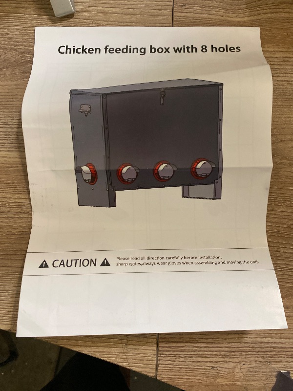 Photo 1 of Chicken Feeder Box 30 lbs Galvanized Metal, 6 Feeding Ports, Comes with Metal Feeder Box Stands for Chickens, Ducks, Geese