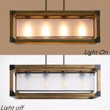 Photo 1 of 4-Light Open Cube Farmhouse Chandelier with Metal and Solid Wood Designs Iron Finish Rustic and Urban Blend