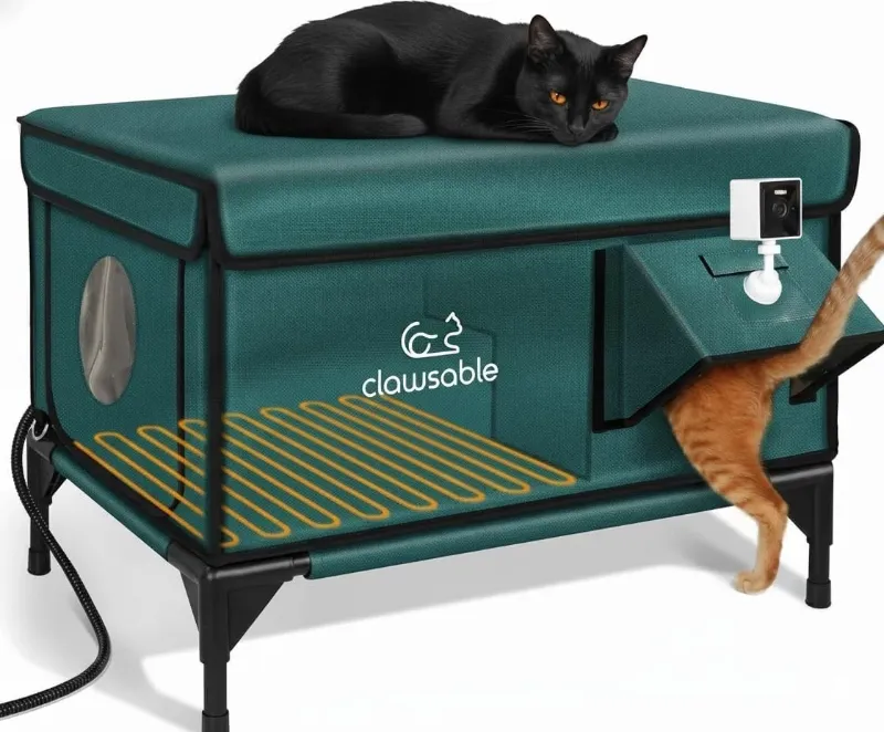Photo 1 of Heated Waterproof Cat House with Camera & Escape Door for Winter Warmth