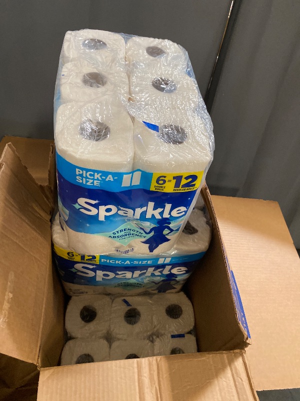 Photo 1 of 4 PackSparkle Pick-A-Size Paper Towels, 6 Double Rolls (660 Sheets Total) - Strong 2-Ply Towels for Kitchen Cleanup and Everyday Messes