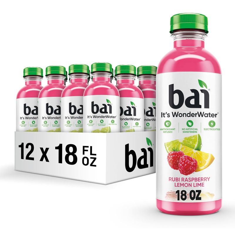 Photo 1 of Bai Antioxidant Infused Water Beverage, Raspberry Lemon Lime, with Vitamin C and No Artificial Sweeteners, 18 Fluid Ounce Bottle, 12 Pack