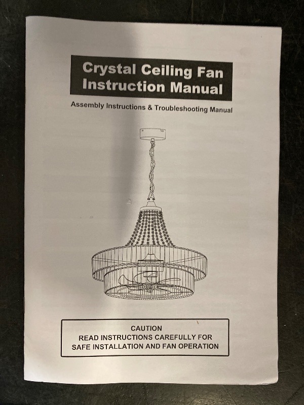 Photo 1 of 24 Inch Crystal Caged Double Layer Fandelier, Large Modern Chandelier Ceiling Fan with Light and Remote, Luxury Fandelier for Living Room, Bedroom, Reversible DC Motor, Height-Adjustable (Black