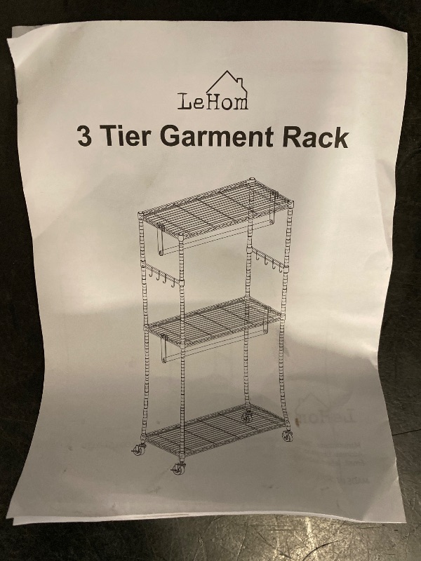 Photo 1 of 3 Tier Heavy Duty Rolling Garment Rack with Lockable Rollers,Freestanding Clothing Rack,Black,47.24"W x 17.72"D x 80.32"H
