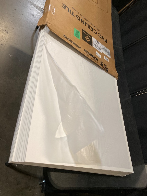 Photo 1 of 2 ft. x 4 ft. Smooth White High-Grade PVC Drop Ceiling Tile, Waterproof, Washable and Fire-Rated (80 sq. ft./box)