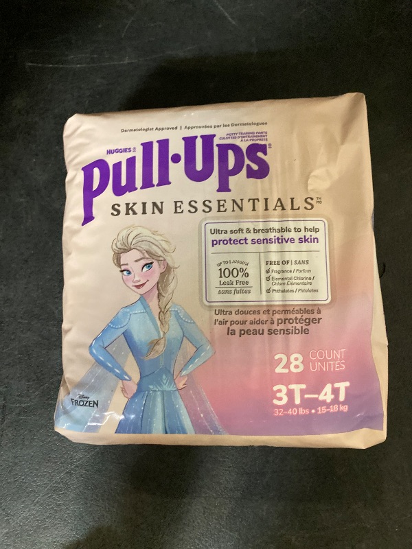 Photo 1 of Huggies Pull-Ups Skin Essentials training pants for girls in size 3T-4T (32–40 lbs) featuring Disney's Frozen designs
