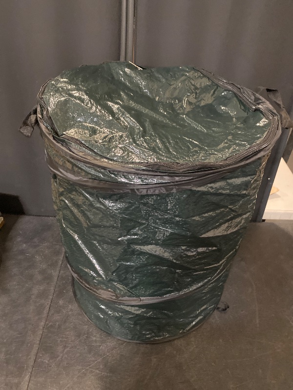 Photo 1 of Collapsible Trash Can - Pop Up 44-Gallon Outdoor Portable Garbage Bag Holder with Zippered Lid - Recycle Bin for Camping or Parties by Wakeman (Green)