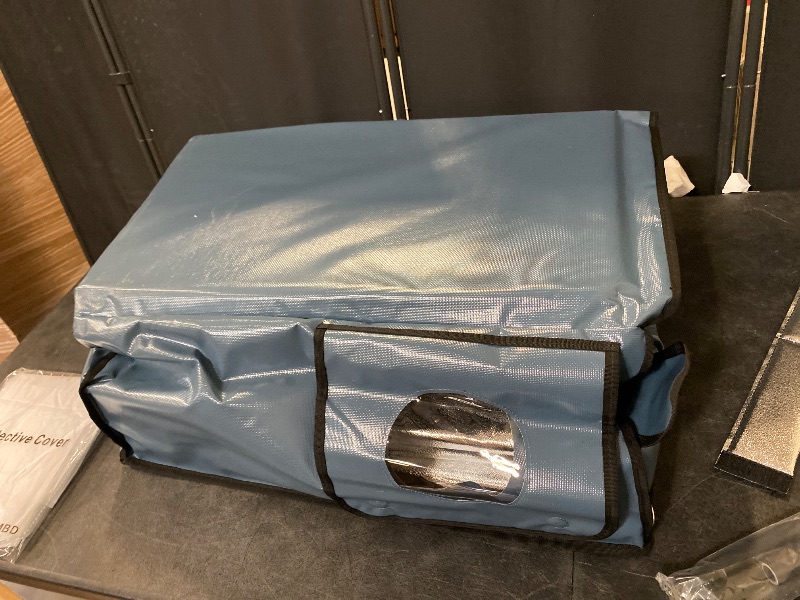 Photo 1 of Clawsable Outdoor Heated Cat House with High-Quality Heating Pad Waterproof Indestructible High Load-Bearing One-Way Escape Door with Ground Nails Ideal for Barn Cats Courtyard Cats and Outdoor Cats(Blue)