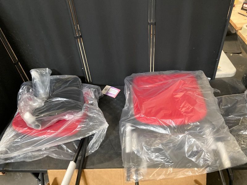 Photo 1 of 2 Pack Foldable Office Chairs with Wheels, Mesh Back, Arms and Portable - Folding Office Chairs for Conference Room Chair, Office Guest & Reception & Meeting Chair - (Red) 300 lbs