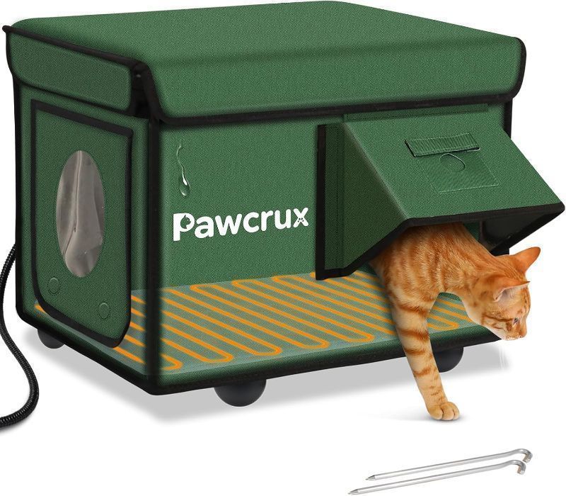 Photo 1 of Weatherproof Heated Cat House for Outdoor in Winter, Heated Cat Bed Kitty Shelter with Cat Heating Pad, Insulated & Safe Escape Door, Warm Home for Outside Stray Cat
