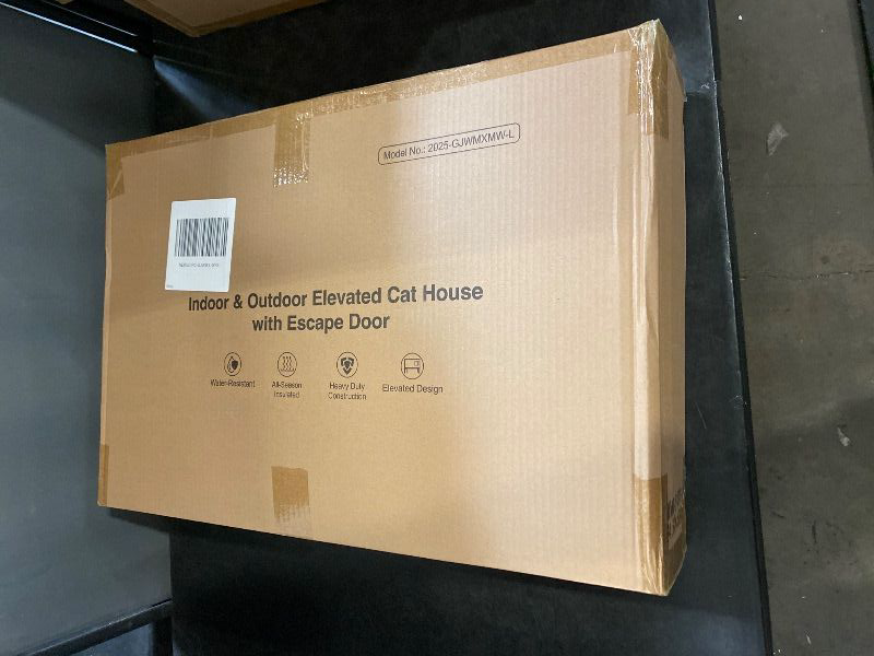 Photo 1 of Pawcrux Outdoor Heated Cat House with High-Quality Heating Pad Waterproof Indestructible High Load-Bearing in Black Camouflage&Army Green One-Way Escape Door with Ground Nails Ideal for Barn Cats Courtyard Cats and Outdoor Cats