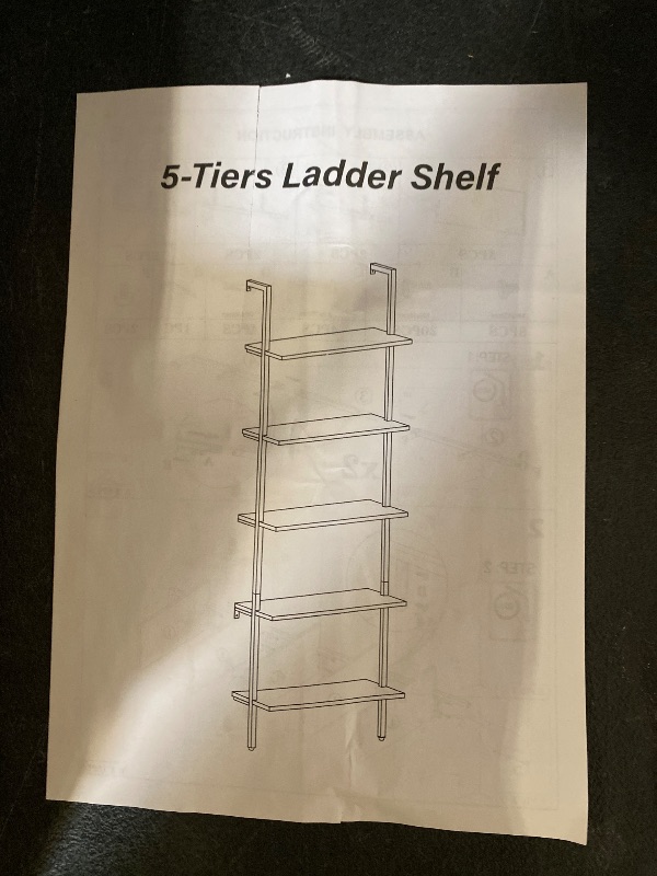 Photo 1 of Aboxoo Ladder Shelf 2 PCS White Bookshelf 5-Tier Wooden Open Shelf Wall-Mounted Wood Rack Industrial Modern Plant Flower Stand Utility Organizer Bookcase Metal Frame Furniture Office Kitchen Bedroom