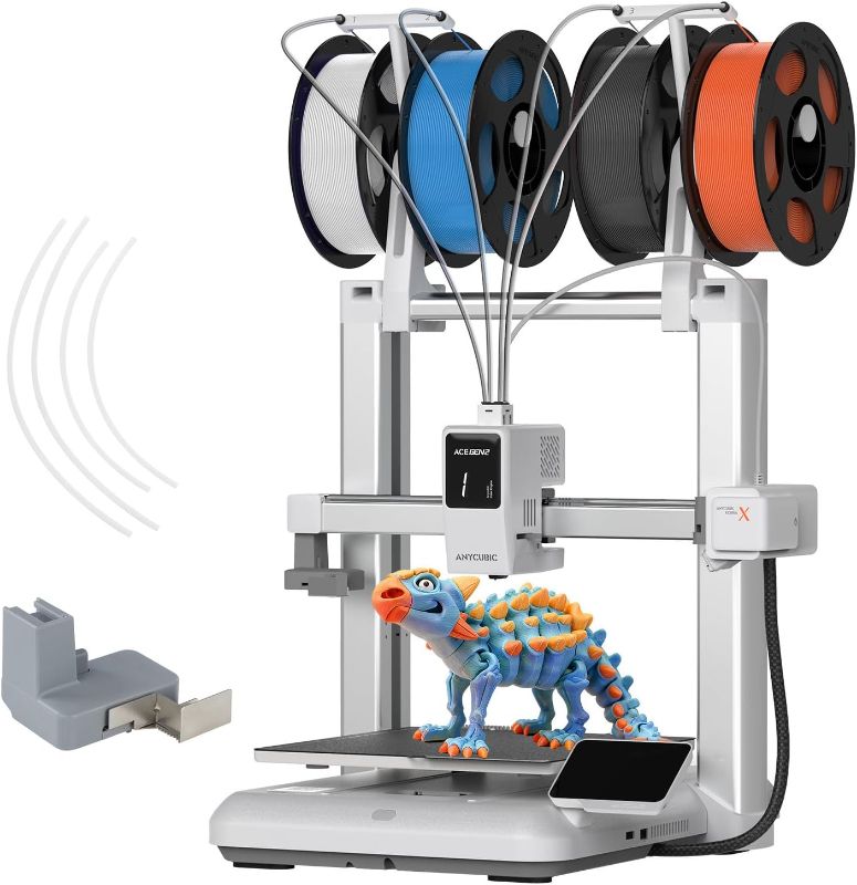 Photo 1 of Anycubic Kobra X Multicolor 3D Printer, Easy Setup with Native 4-Color Printing Up 19 Color, 600mm/s Fast 3D Printing, AI Camera, Quiet 45dB, FDM Perfect for Kids Beginners Family Makers Professional