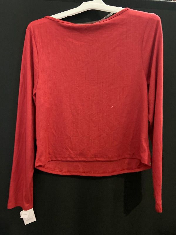 Photo 1 of Size M Women's Variegated Ribbed Long Sleeve Pajama Top - Auden™ Red M
