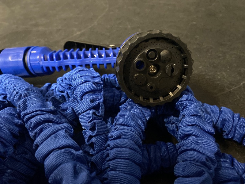 Photo 1 of 25ft Blue Expandable Garden Hose w/ Spray Nozzle