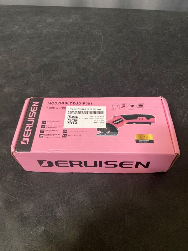 Photo 1 of Cordless Electric Scissors, Power Cardboard Cutter with Safety Lock - Pink
