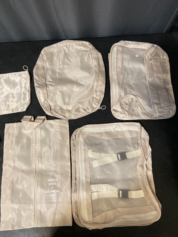Photo 1 of 8 Set Packing Cubes for Suitcases, kingdalux Blue Travel Luggage Packing Organizers with Laundry Bag, Compression Storage Shoe Bag, Clothing Underwear Bag, for Women & Man