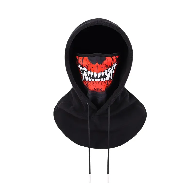 Photo 1 of 3D Skull Demon Outdoor Cold-Resistant Windproof Hood Fleece-lined for comfort and breathability. 