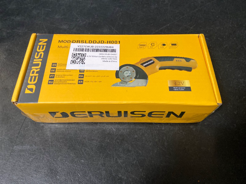 Photo 1 of Cordless Electric Scissors, Power Cardboard Cutter with Safety Lock - Yellow